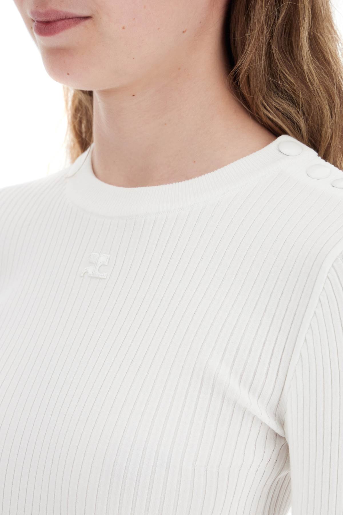 COURREGES 'ribbed stretch knit pullover sweater