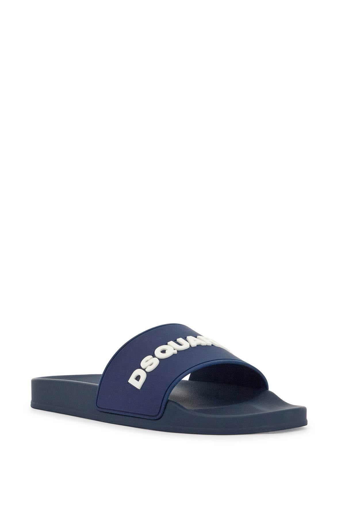 DSQUARED2 navy blue polyurethane slippers with minimalist design and leather sole