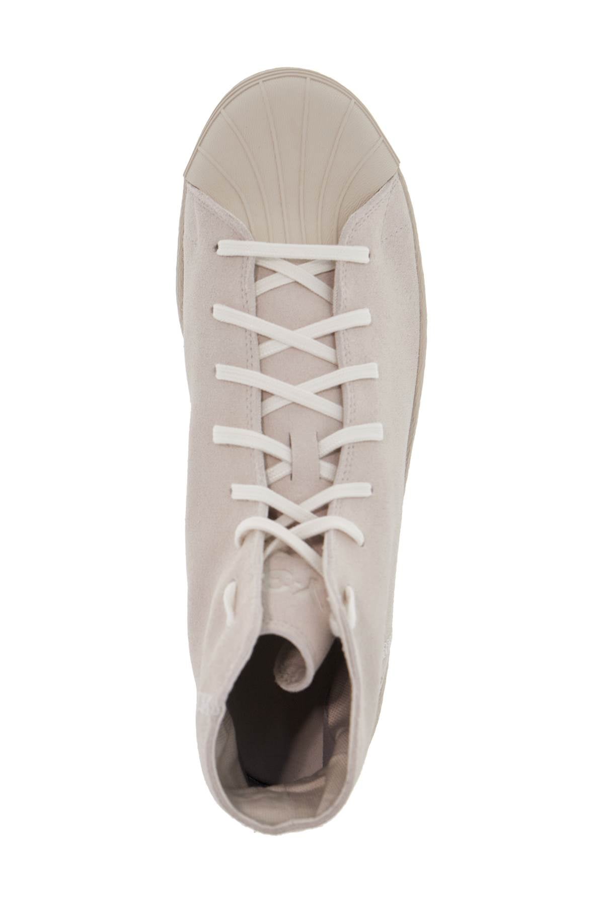 Y-3 high-top pro model sneakers in light gray suede with velcro closure
