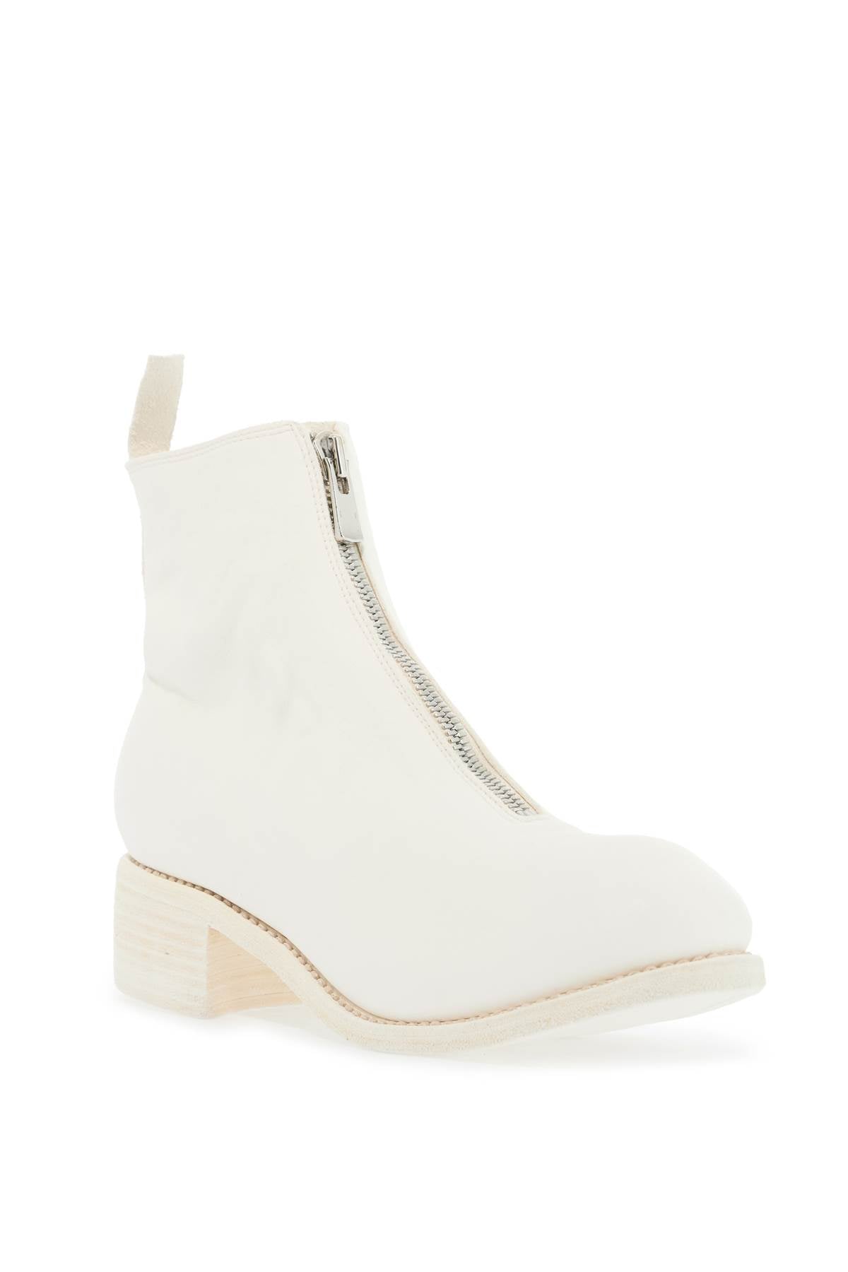 GUIDI unisex white horse and calf leather boots with elegant side zip