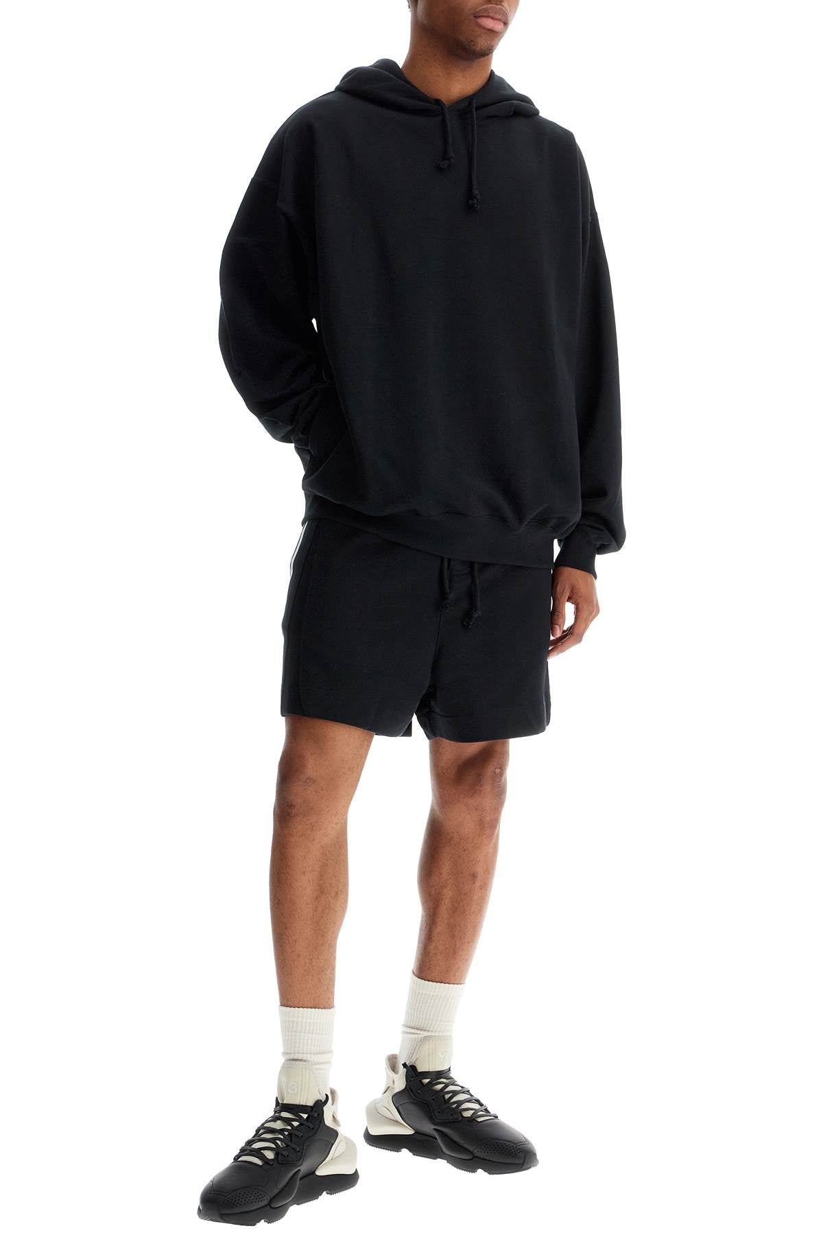 Y-3 black cotton hoodie with gfx print