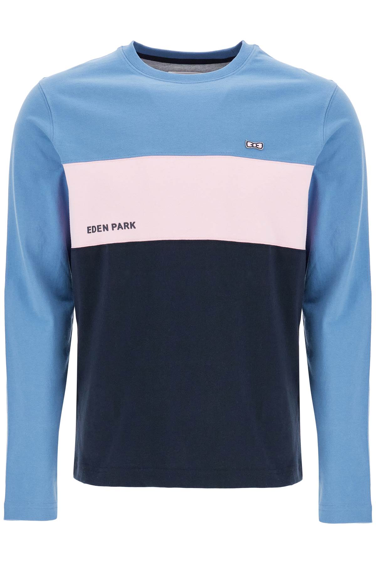 EDENÂ PARK light blue patterned long sleeve crew neck t-shirt cotton