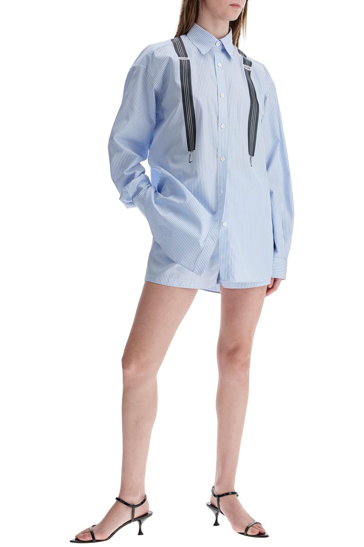 MOSCHINO light blue striped elegant and refined women's cotton pants