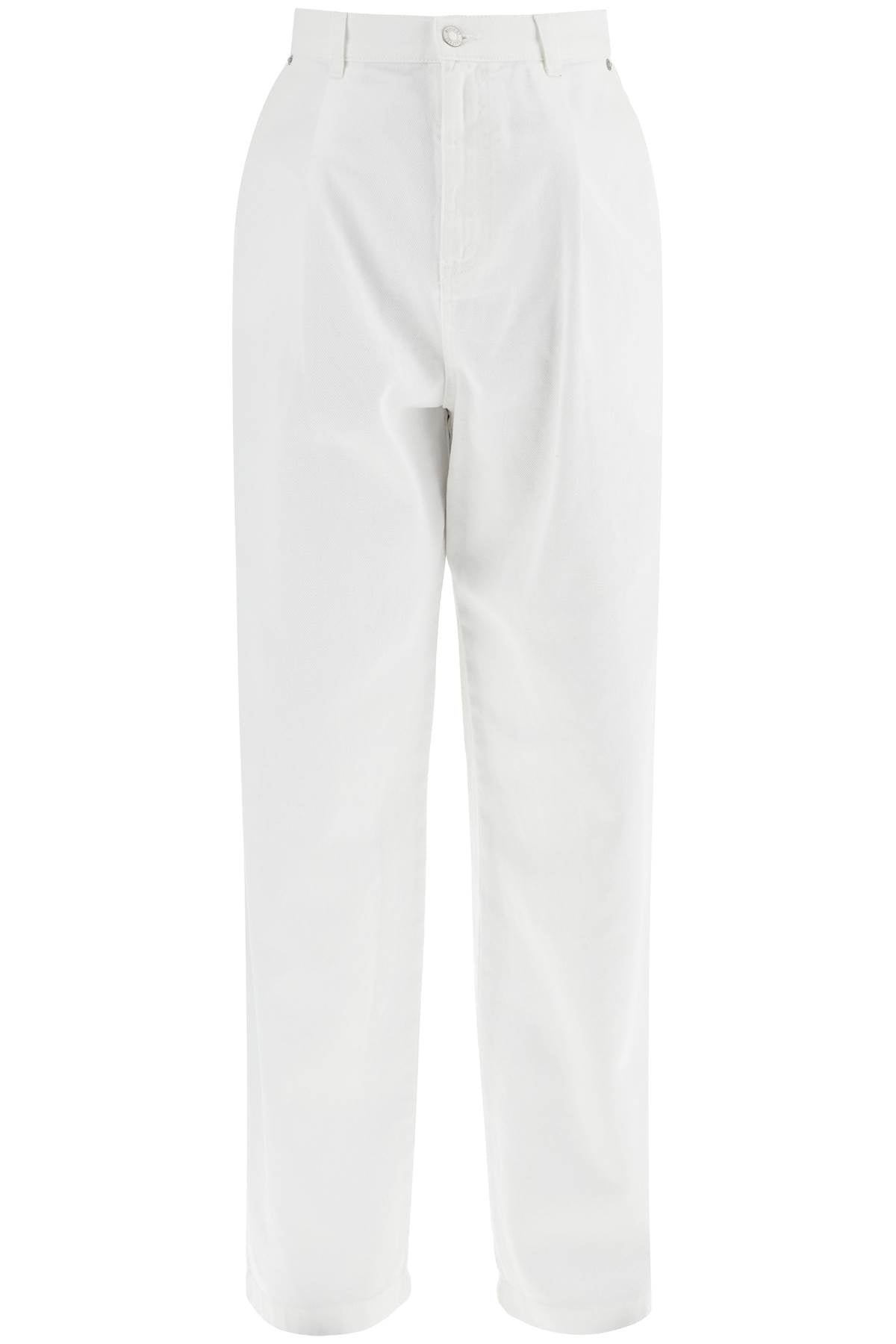 MOSCHINO white cotton wide leg trousers